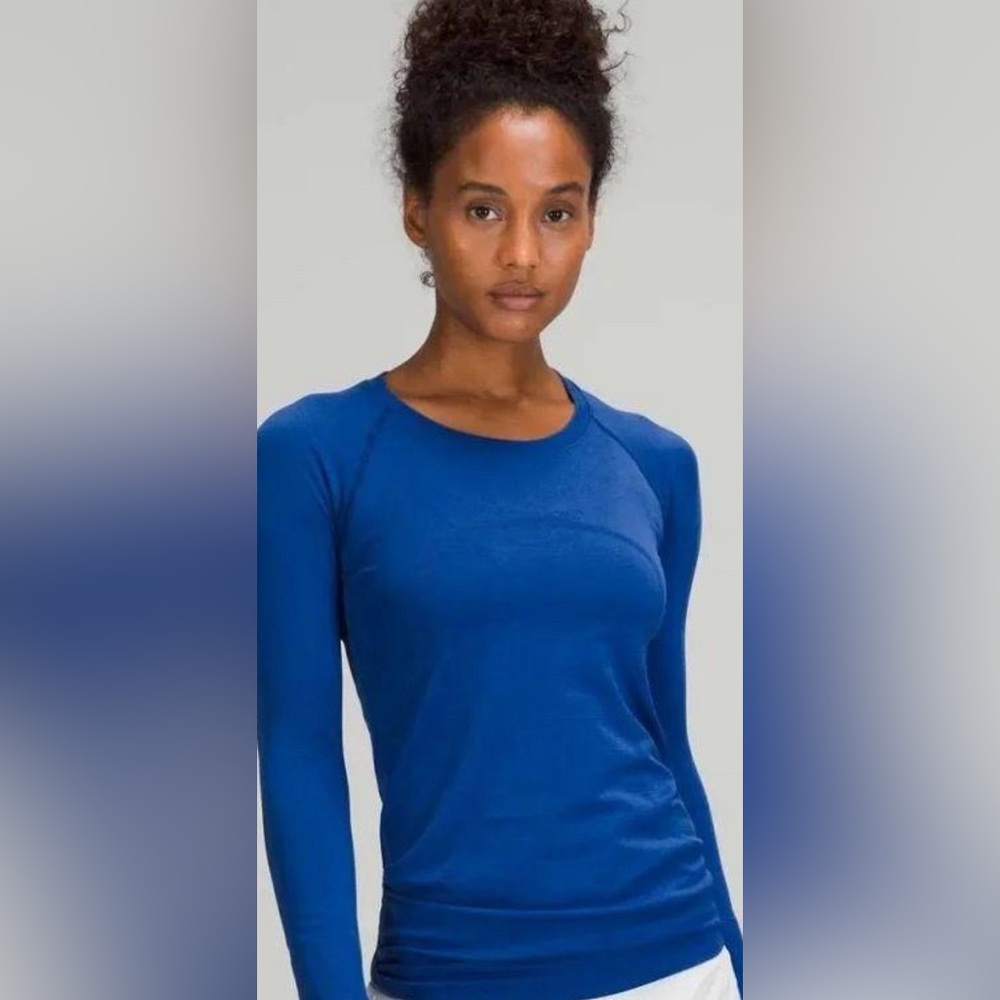 Lululemon dark blue long sleeve race length swiftly tech